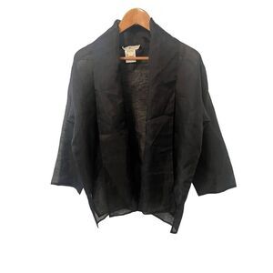 Blunauta Black 100% Italian‎ Silk Open Front Top